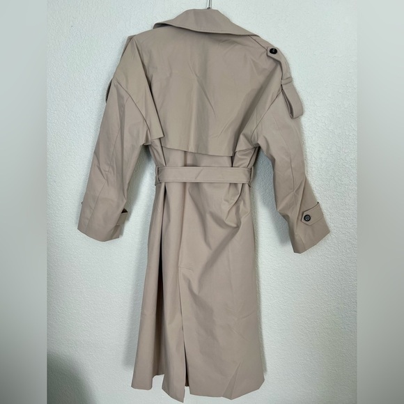 Farktop Women’s Oversized Long Trench Coat Double Breasted Fully Lined NWOT Sz M - Picture 5 of 9